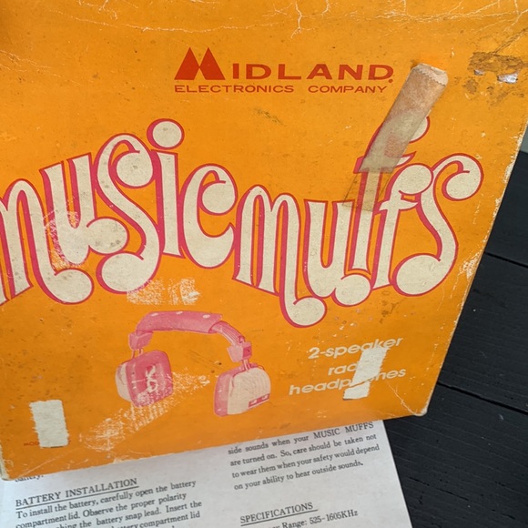 Vintage Midland Music Muffs 2-Speaker Radio Headphones with Box - Picture 7 of 8
